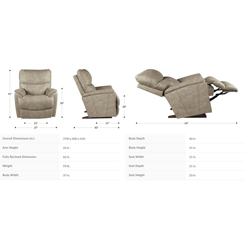 LaZBoy Trouper Leather Match Power Rocking Recliner with Power Headrest Wayfair